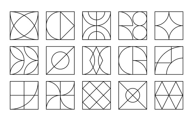 Set collection geometric shapes Trendy set with shapes different style Bauhaus futuristic