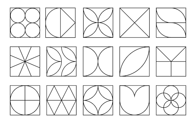 Set collection geometric shapes Trendy set with shapes different style