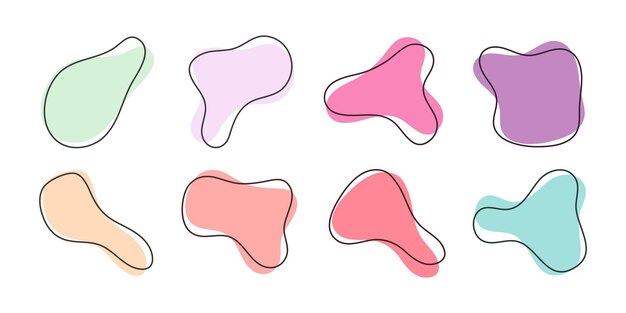 Set collection of organic abstract amoeba fluid blob shape for decoration