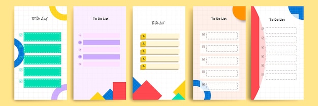 set collection of to do check list blank daily or weekly planner with geometric pattern