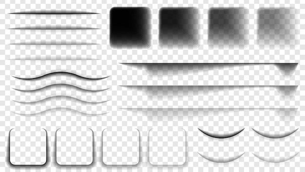 Set Collection Vector Transparent Overlay Black Soft Shadows Template Design Elements