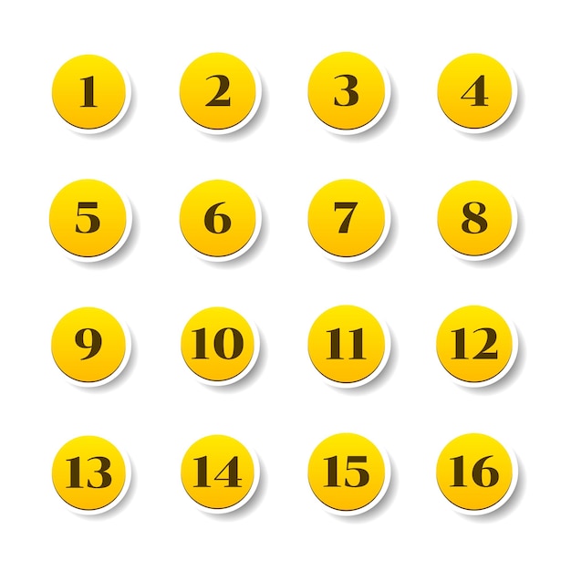 Set Color Collection Point 0 to 15 Colorful Numbers Icon Label Sign Brand Tag Banner Ribbon Isolated