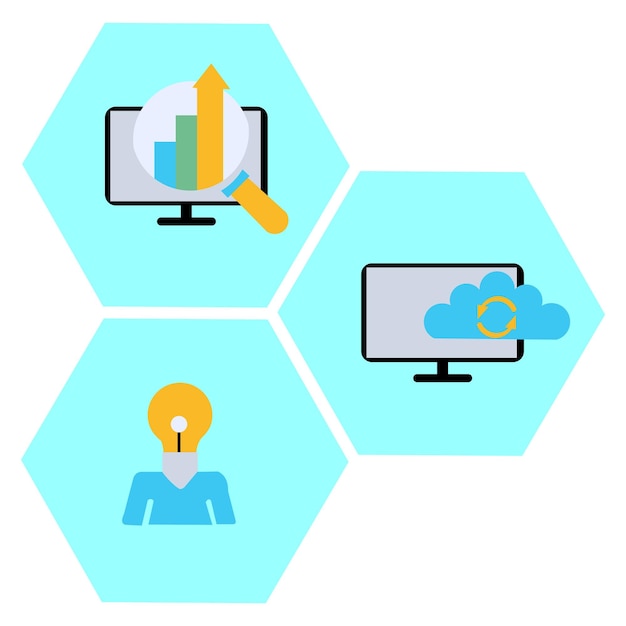 set computer with informatic icon
