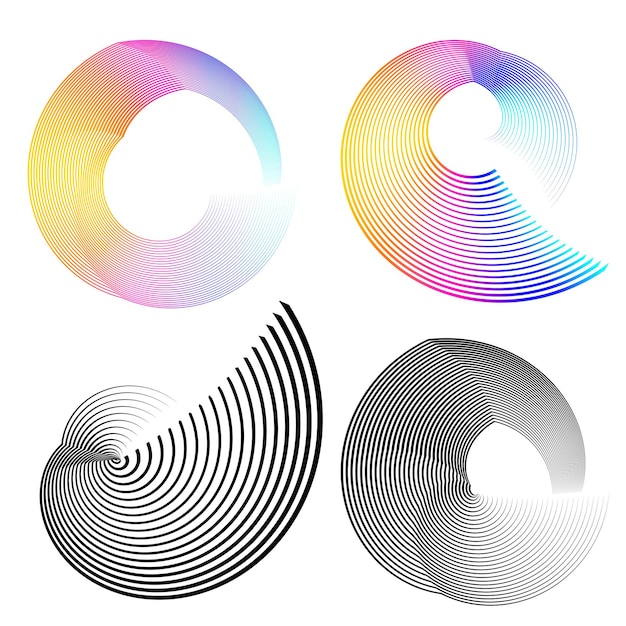 set design element circle isolated bold vector colors golden ring from abstract glow wavy stripes of many glittering swirl created using blend tool vector illustration eps10 for your presentation