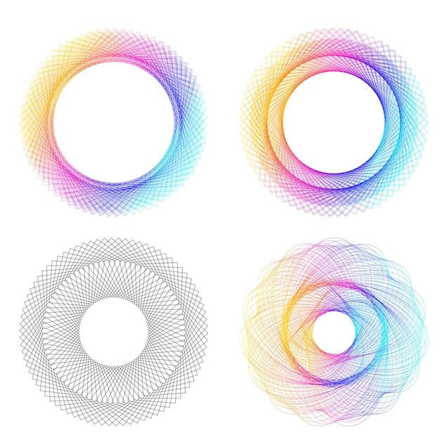 Set design element circle Isolated bold vector colors golden ring from Abstract glow wavy stripes of many glittering swirl created using Blend Tool Vector illustration EPS10 for your presentation