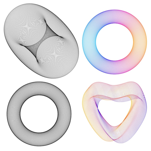 Set design element circle Isolated bold vector colors golden ring from Abstract glow wavy stripes of many glittering swirl created using Blend Tool Vector illustration EPS10 for your presentation