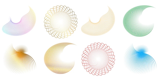 Set design element circle Isolated bold vector colors golden ring from Abstract glow wavy stripes of many glittering swirl created using Blend Tool Vector illustration EPS10 for your presentation