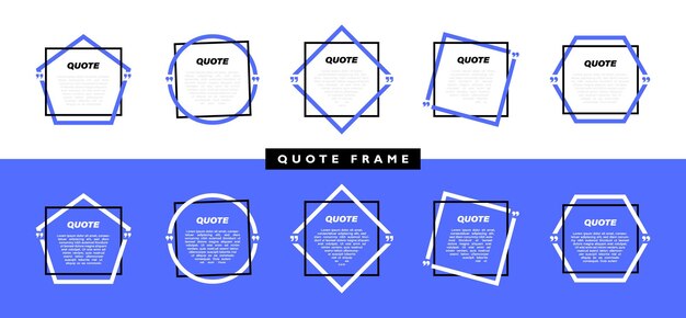 Set different shape geometric texting boxes Quote box speech bubble with grunge background Modern vector illustration