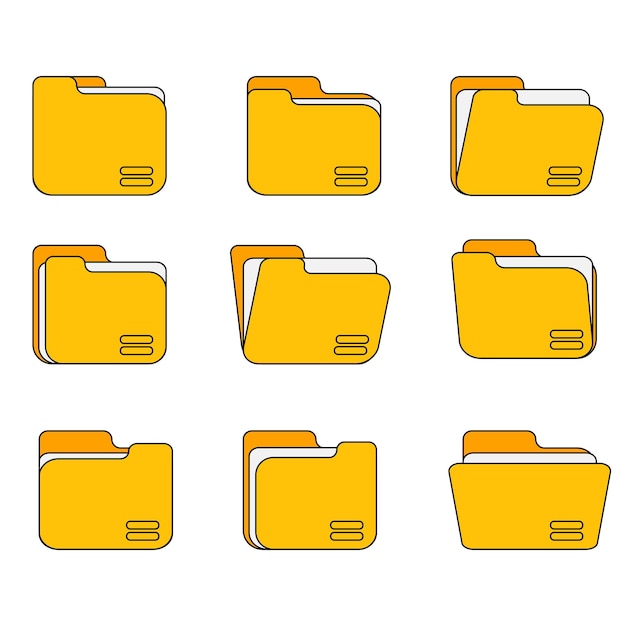 Set document folder icon symbol flat design vector illustration