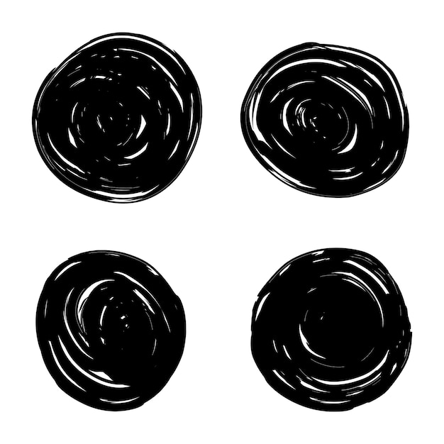 set hand drawn circle felttip pen circles