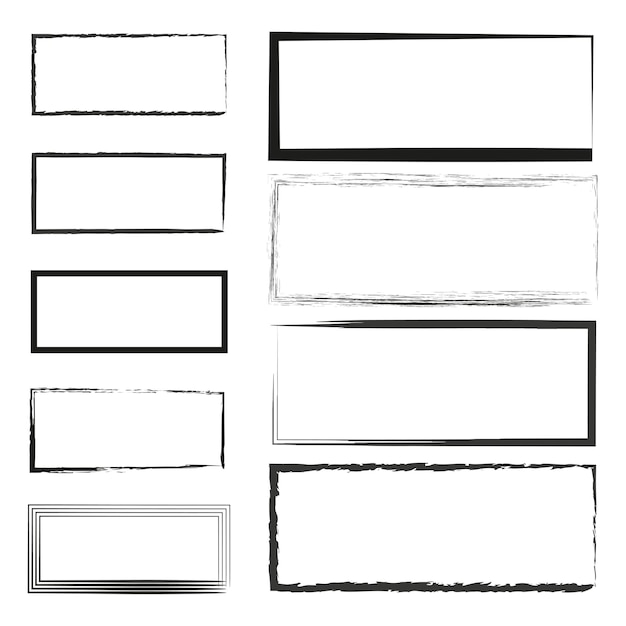 set hand drawn rectangle text box and frames vector illustration eps10