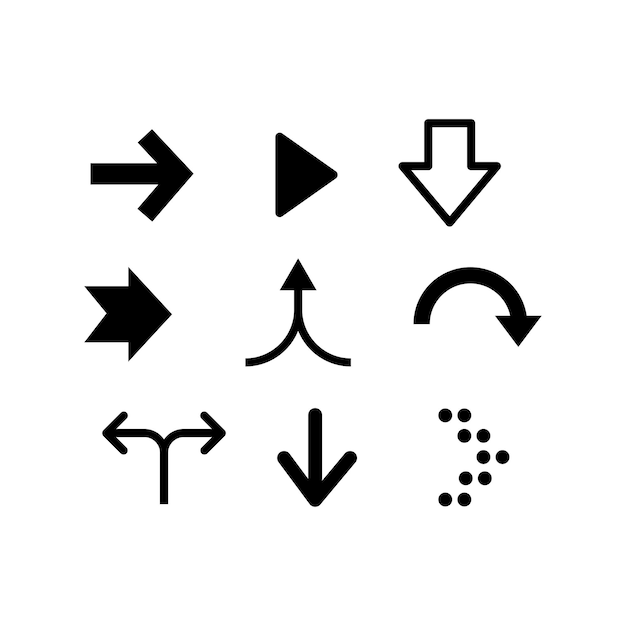 set icons arrow icon arrow vector collection arrow cursor modern simple arrows vector illustration