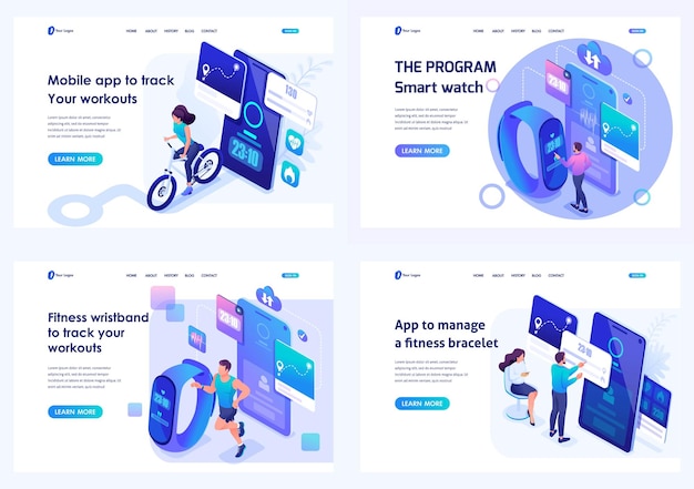Set isometric landing pages Mobile Apps to track workouts running Cycling for athletes For website and mobile apps development