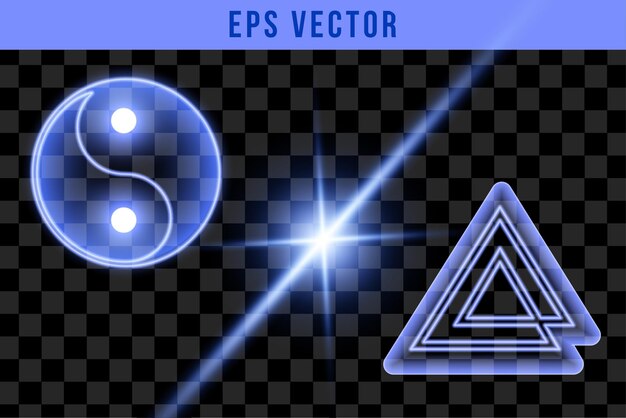 Set light blue geometric shape, for use on dark background. Transparency only in vector
