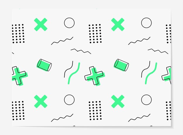 Set med mönster i memphisstil Mönster med geometriska element