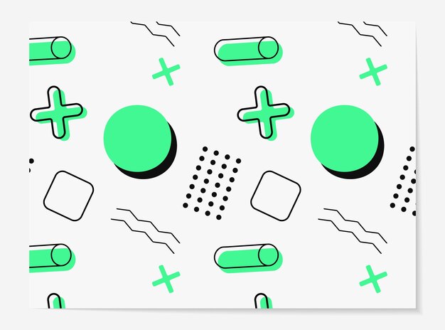 Set med mönster i memphisstil Mönster med geometriska element