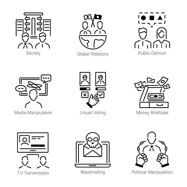 Set of 09 Politics Line Icons