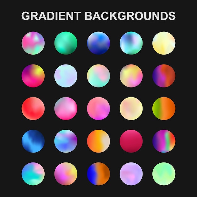Set of 25 different gradient texture backgrounds Vector