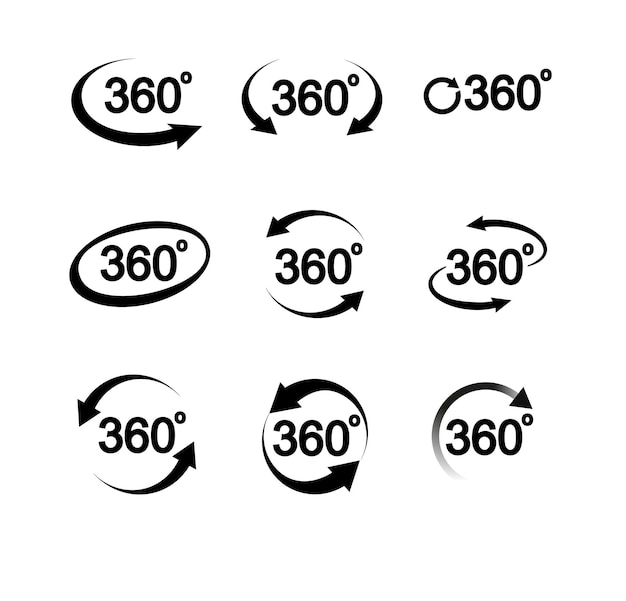 set of 360 degree view vector icons for your design vector