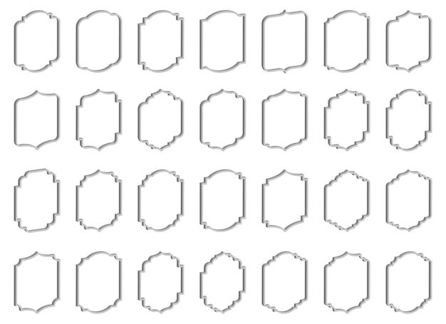 Set of 3D vintage frames and labels vector illustration isolated on white