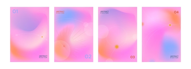 Set of 4 minimalist backgrounds for card banner poster cover flyer Modern cards