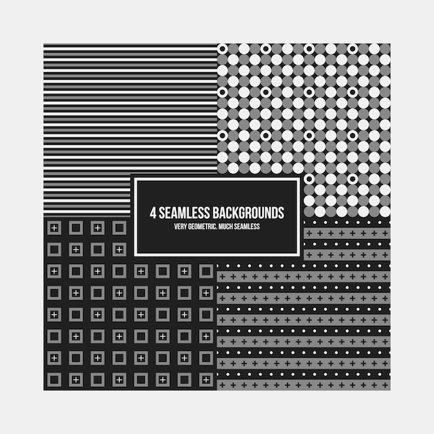 Set of 4 simple geometric patterns. Useful for textile design and wrapping.