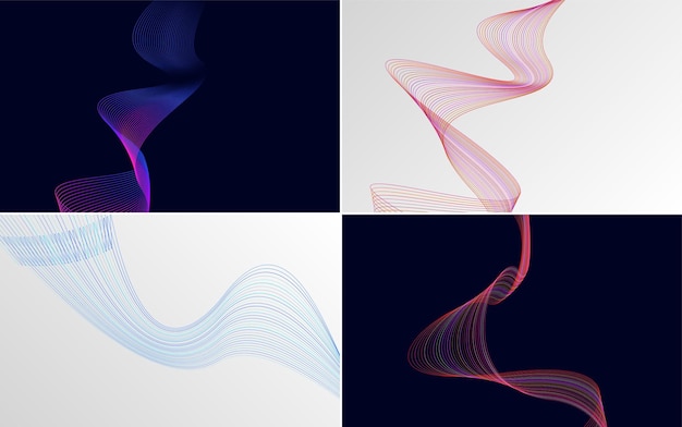 set of 4 waving line vector backgrounds for a unique design