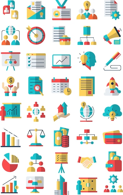 Set of 40 Business web icons in color style