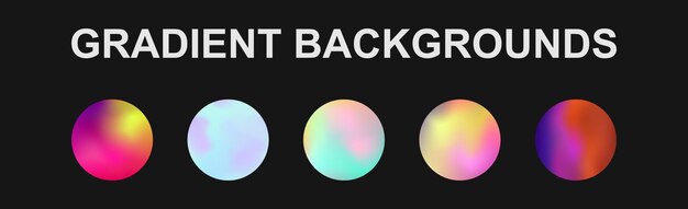 Set of 5 different gradient texture backgrounds Vector