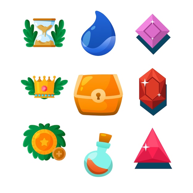 Set of 8bit pixel art game asset Design elements for video game about cosmos Icons of progress bar