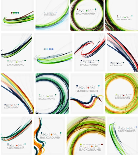 Set of abstract backgrounds Circles swirls and waves with copyspace for your message