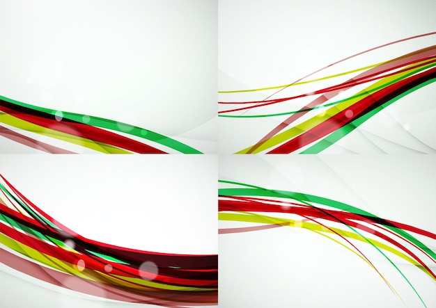 set of abstract backgrounds curve wave lines with light and shadow effects