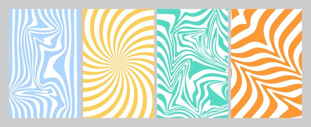 Set of Abstract Backgrounds Waves Stripes Vector Illustration