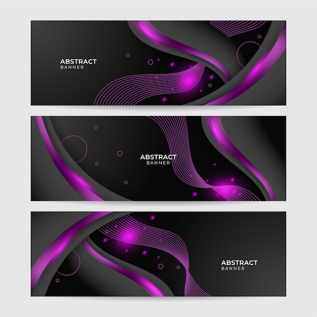 Set of abstract blue purple green technology banner design background. Geometric, polygonal Abstract background, texture, advertisement layout. web page. header for website.