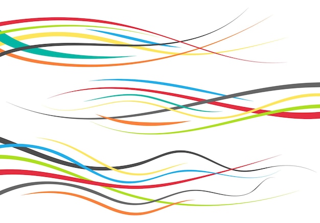 Set of abstract color  curved lines. Wave design element. Vector illustration.