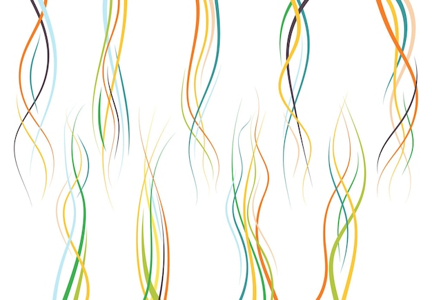 set of abstract color  curved lines. wave design element. vector illustration.