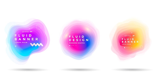set of abstract colorful liquid shapes fluid gradients banner design isolated dynamical art form