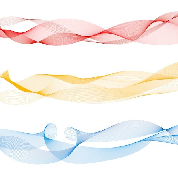 Set of abstract colorful smooth wave lines