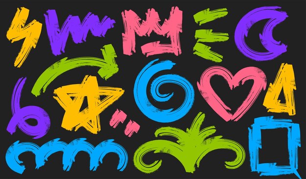 Set of abstract doodles shapes Collection colorful hand drawn doodles Abstract illustration