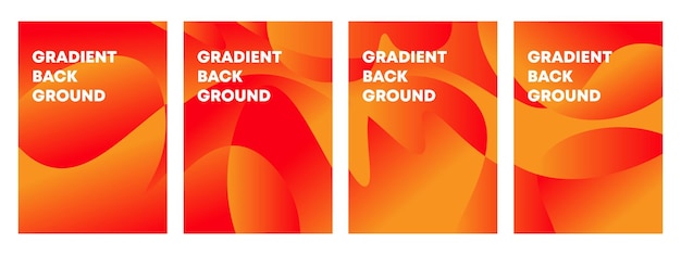 set of abstract gradient background with beautiful gradation red and orange vector collection