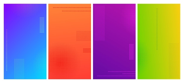 Set of abstract gradient geometric backgrounds with dots