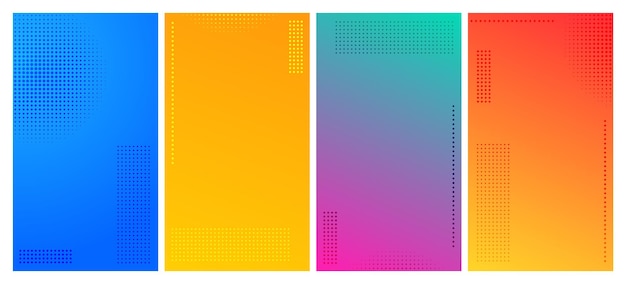 Set of abstract gradient geometric backgrounds with dots