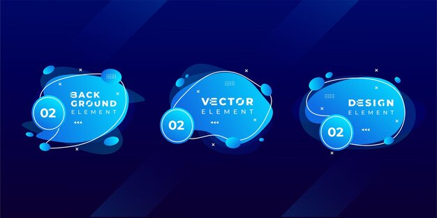 Set of abstract gradient liquid shape graphic elements design
