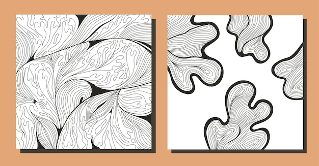 Set of abstract graphic patterns with lines spots and dots