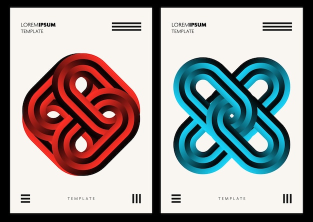 Set of abstract graphic posters with vibrant gradient colors and strong black contrast