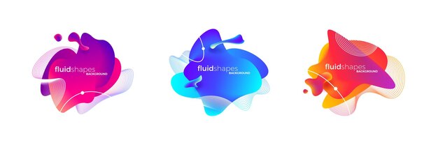 Set of abstract modern fluid shape banner with gradient color