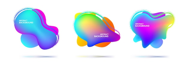 Set of abstract modern multi-colored flowing graphic elements