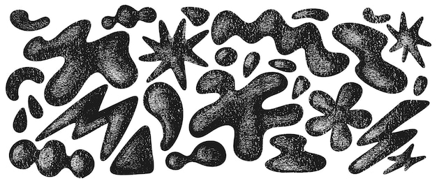 Set of abstract organic shapes and voluminous textures 3d illustration effect of geometric shapes Design layouts handdrawn vector elements Vector illustration