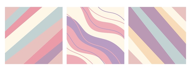 set of abstract pastel backgrounds with wavy and striped shapes pastel illustrations backgrounds