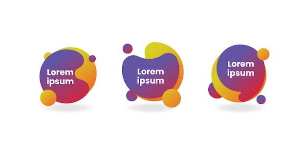 set of abstract shapes banners or quotes, liquid dynamic shapes with gradient